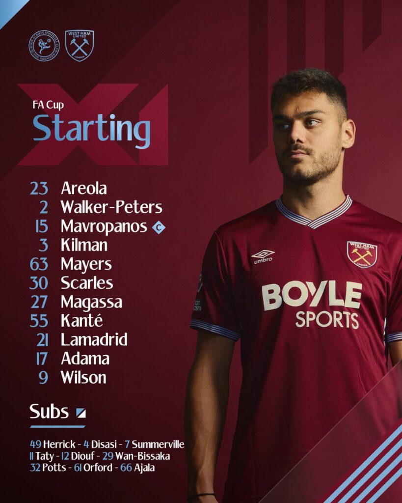 ¡Histórico! Keiber Lamadrid debutó con el primer equipo del West Ham en la FA Cup frente al Burton